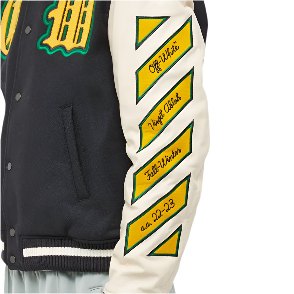 Off-White Graphic Leather Varsity Jacket