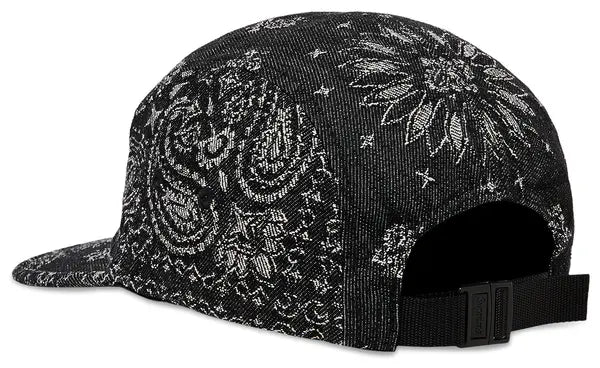 bandana jacquard denim camp cap - black