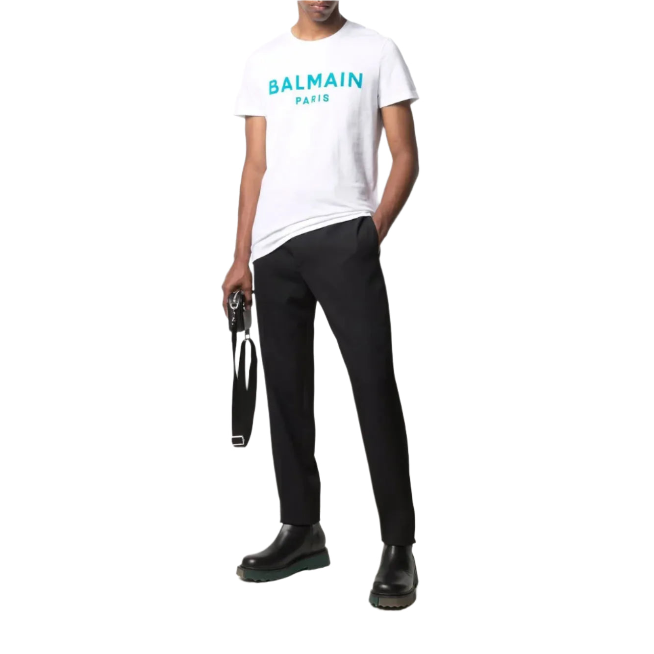 Balmain Logo Flock T-Shirt In White