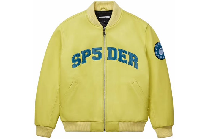 Sp5der Leather Logo Bomber Jacket