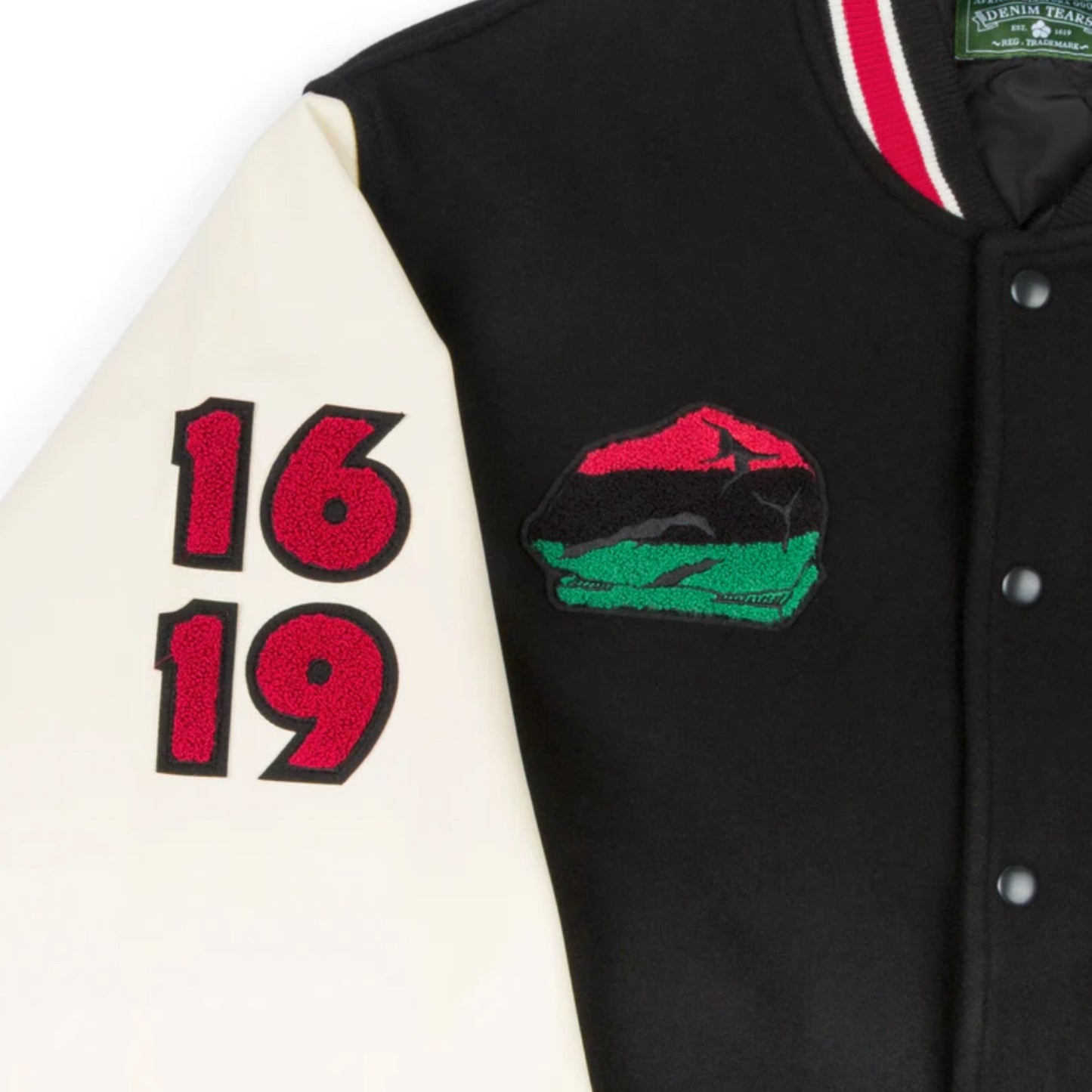 Denim Tears Peace Wreath Varsity Jacket 'Black/White'