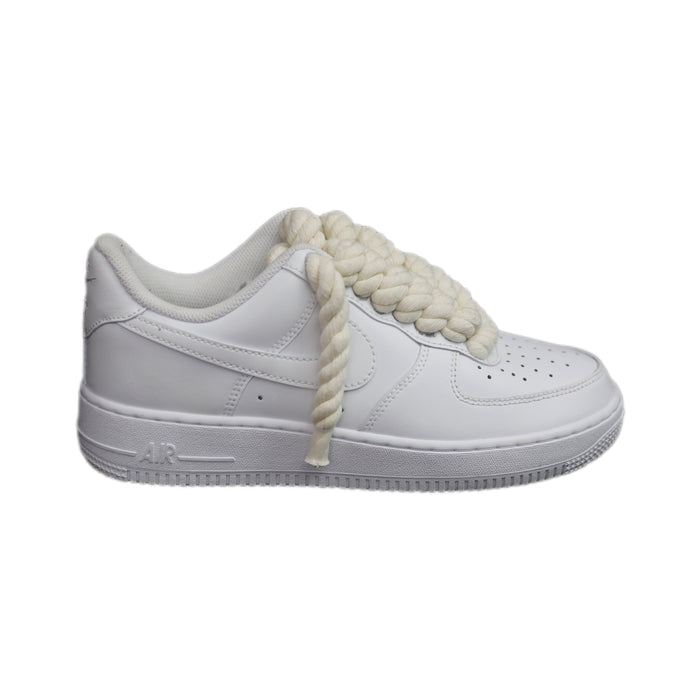 Nike Air Force 1 ‘07 Custom White Rope Laces Sneakers ‘Triple White’