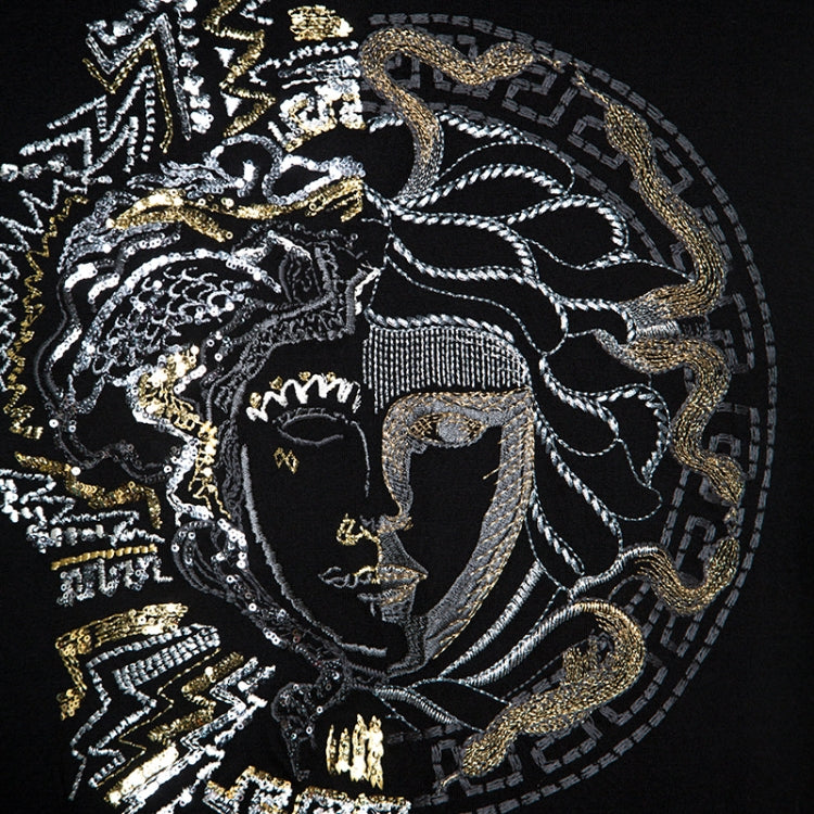 Versace Black Cotton Double Faced Medusa T-Shirt