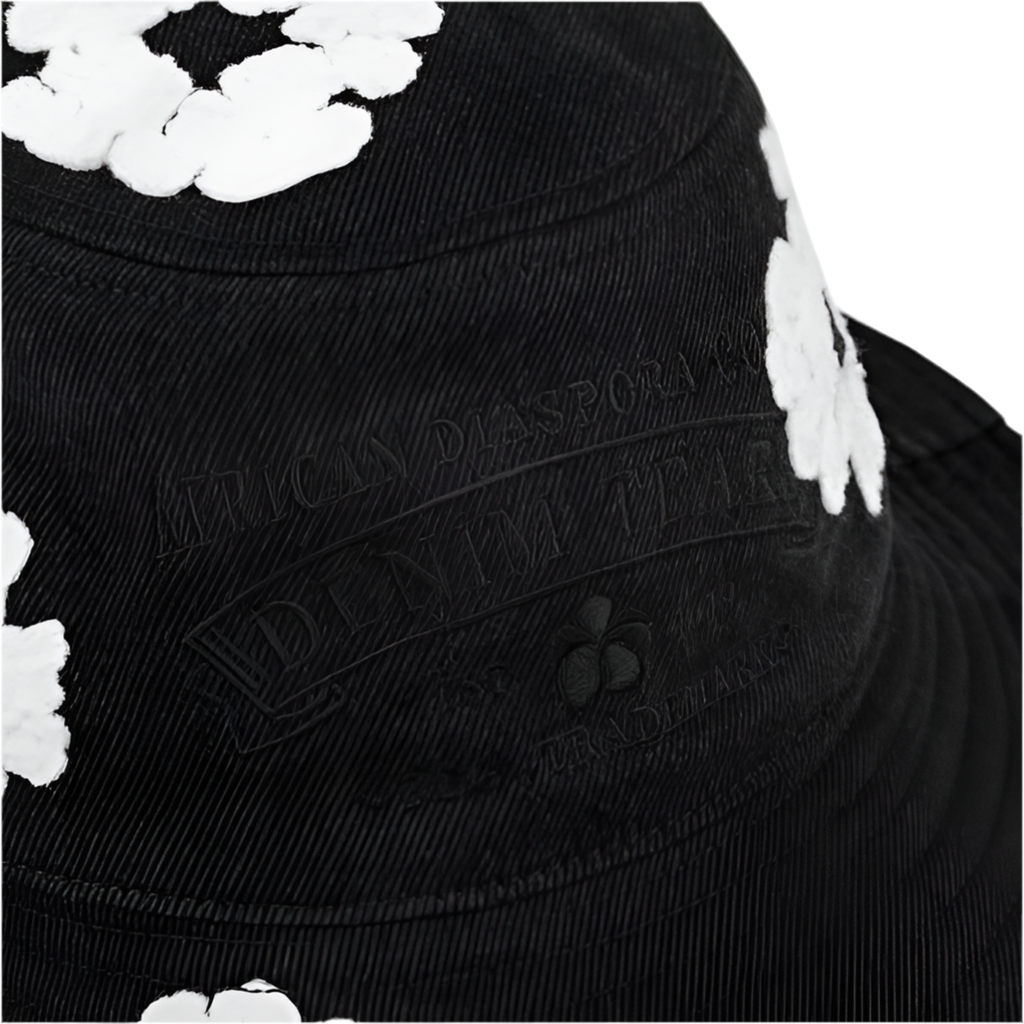 Denim Cotton Wreath Bucket Hat 'Washed Black'