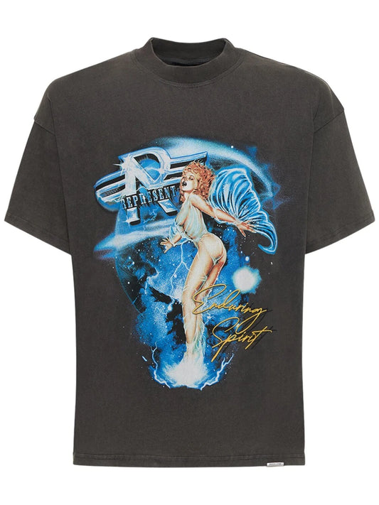 Represent Spirit Printed Cotton T-Shirt 'Grey'