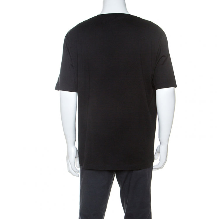 Versace Black Cotton Double Faced Medusa T-Shirt