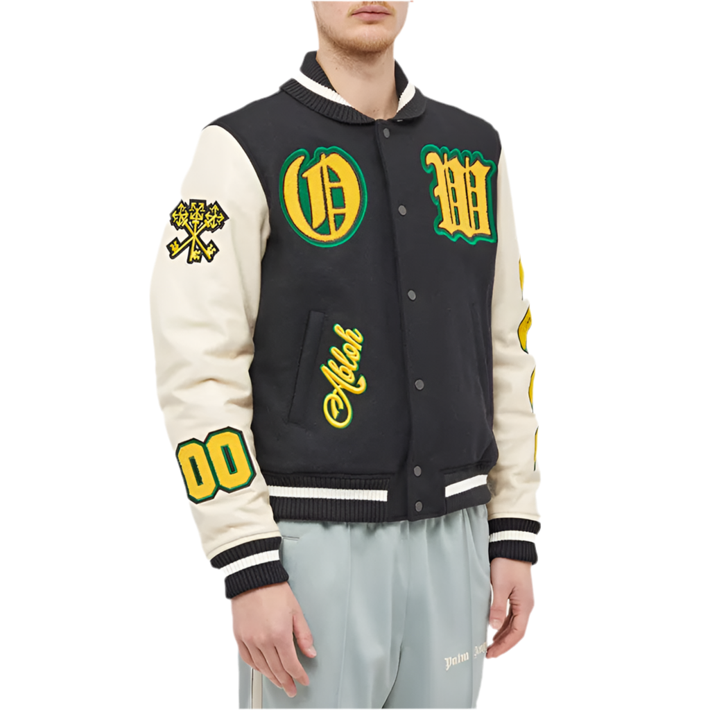 Off-White Graphic Leather Varsity Jacket