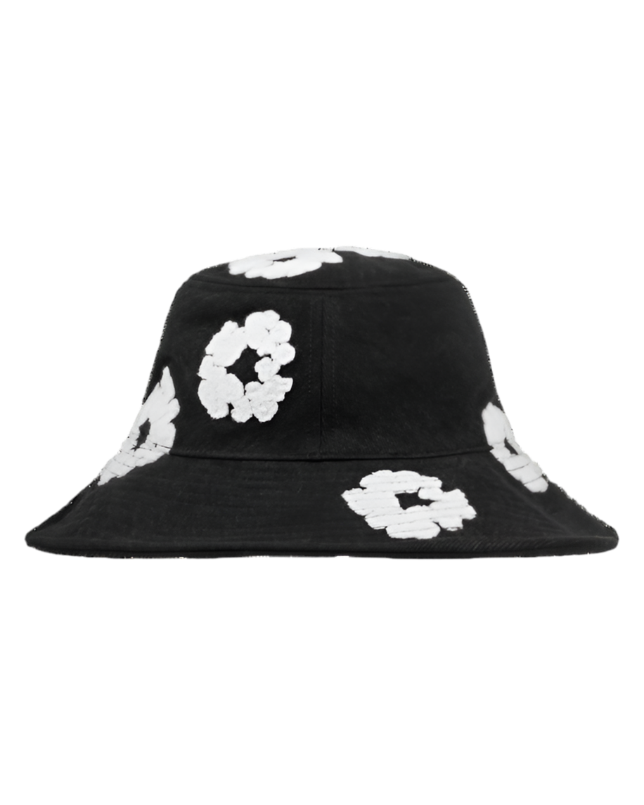 Denim Cotton Wreath Bucket Hat 'Washed Black'