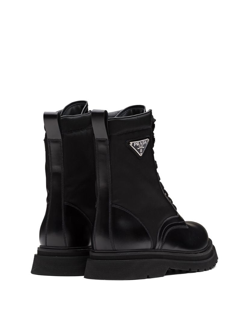 Prada Logo brushed leather combat boots