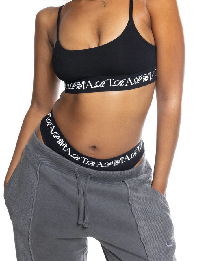 Trapstar Women's Script Bra Black and White