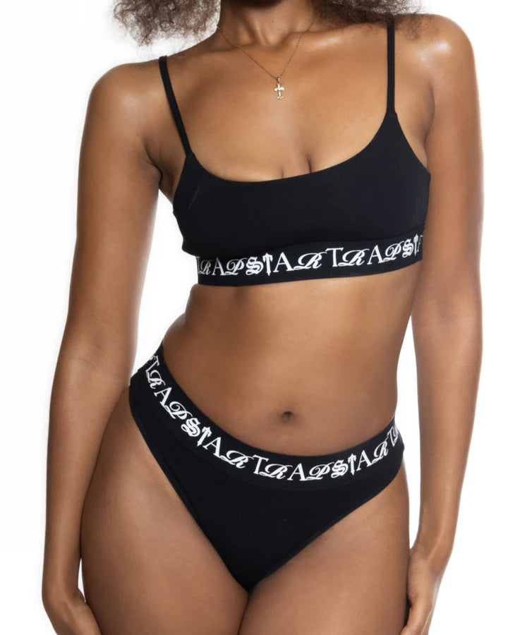 Trapstar Women's Script Bra Black and White