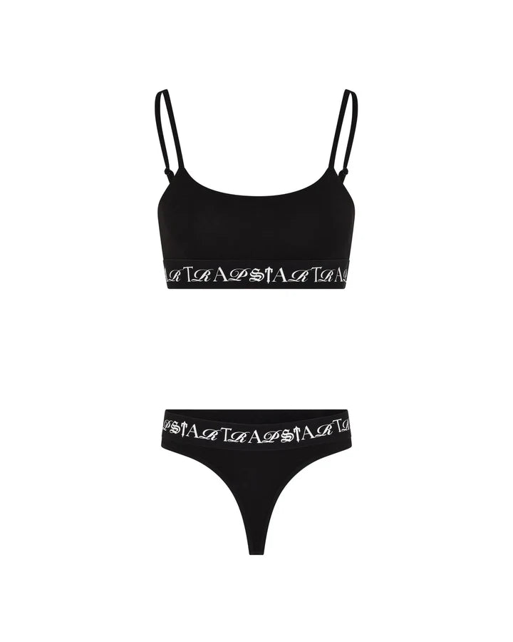 Trapstar Women's Script Bra Black and White