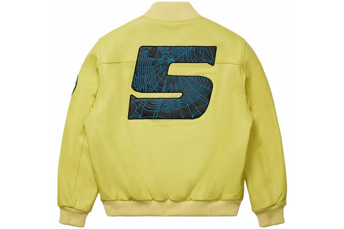 Sp5der Leather Logo Bomber Jacket