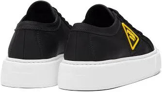 Prada Logo Patch Low-top Sneakers in Black/Yellow