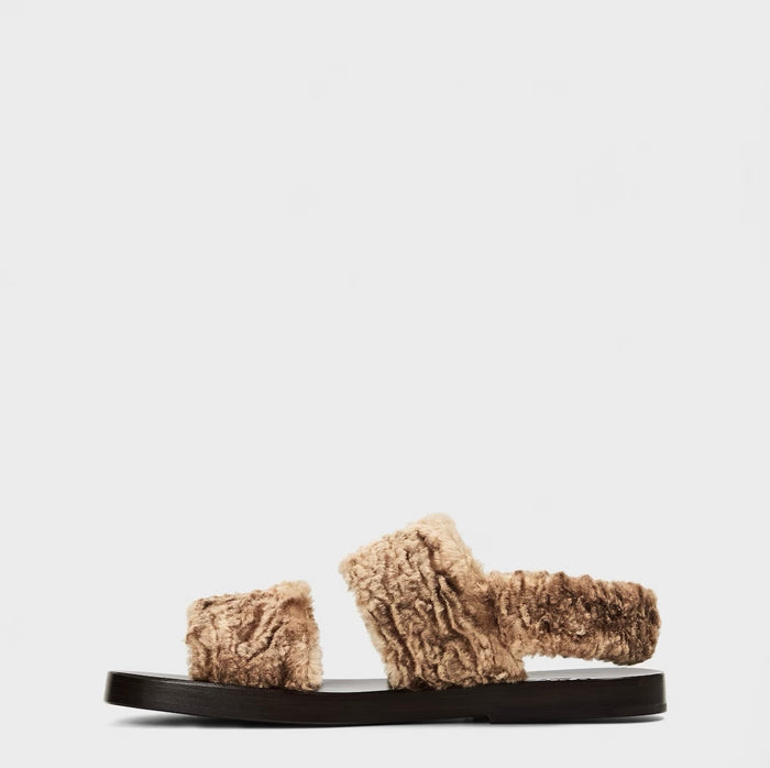 Gucci Faux Fur Slingback Sandals ‘Off Khaki’