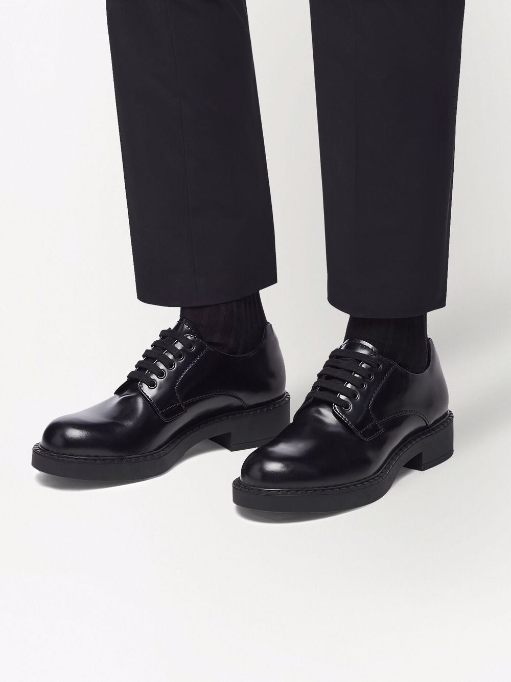 Prada Brushed Lace-up Derby Shoes