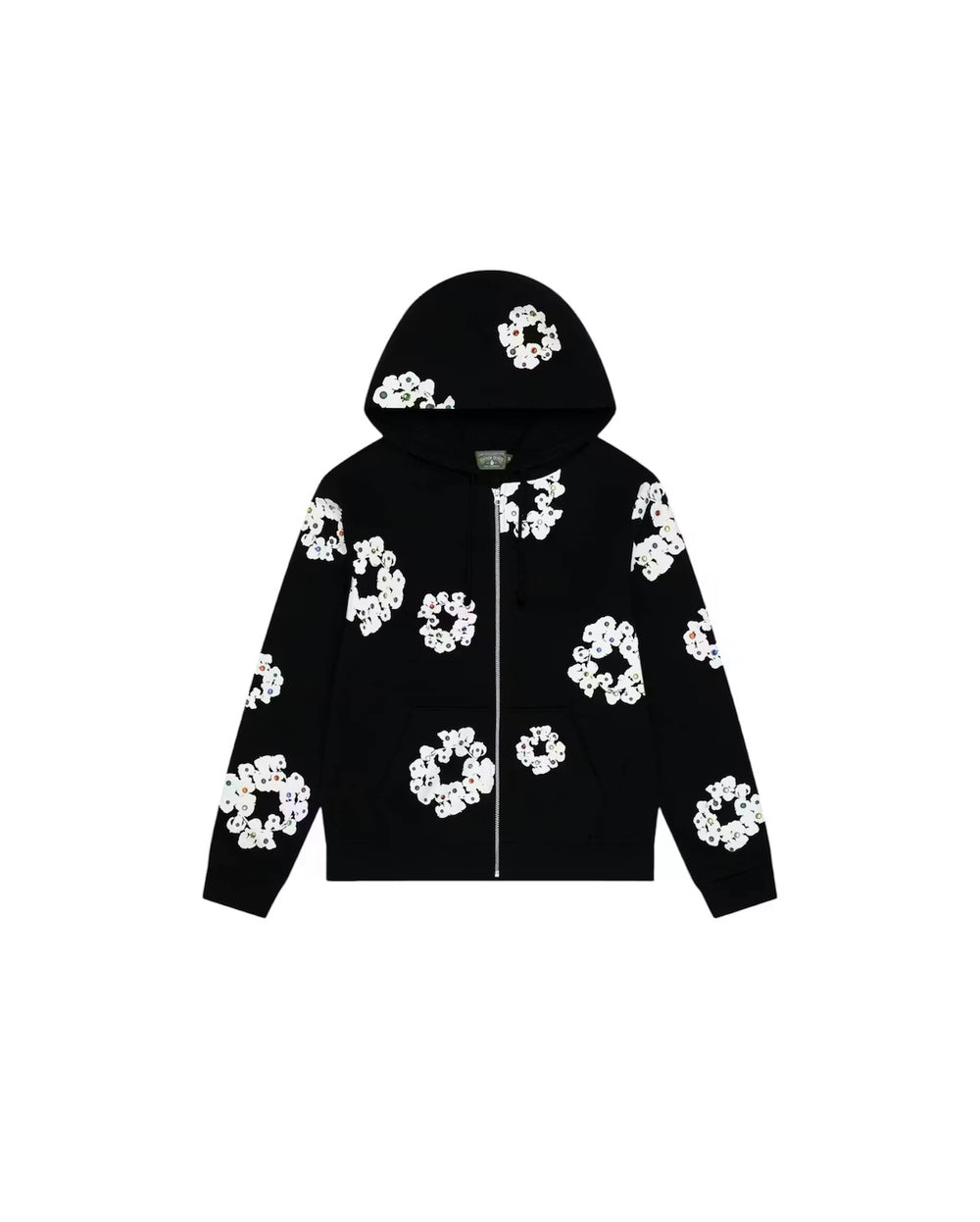 Denim Tears Rhinestone Cotton Wreath Zip Hoodie Vintage 'Black'