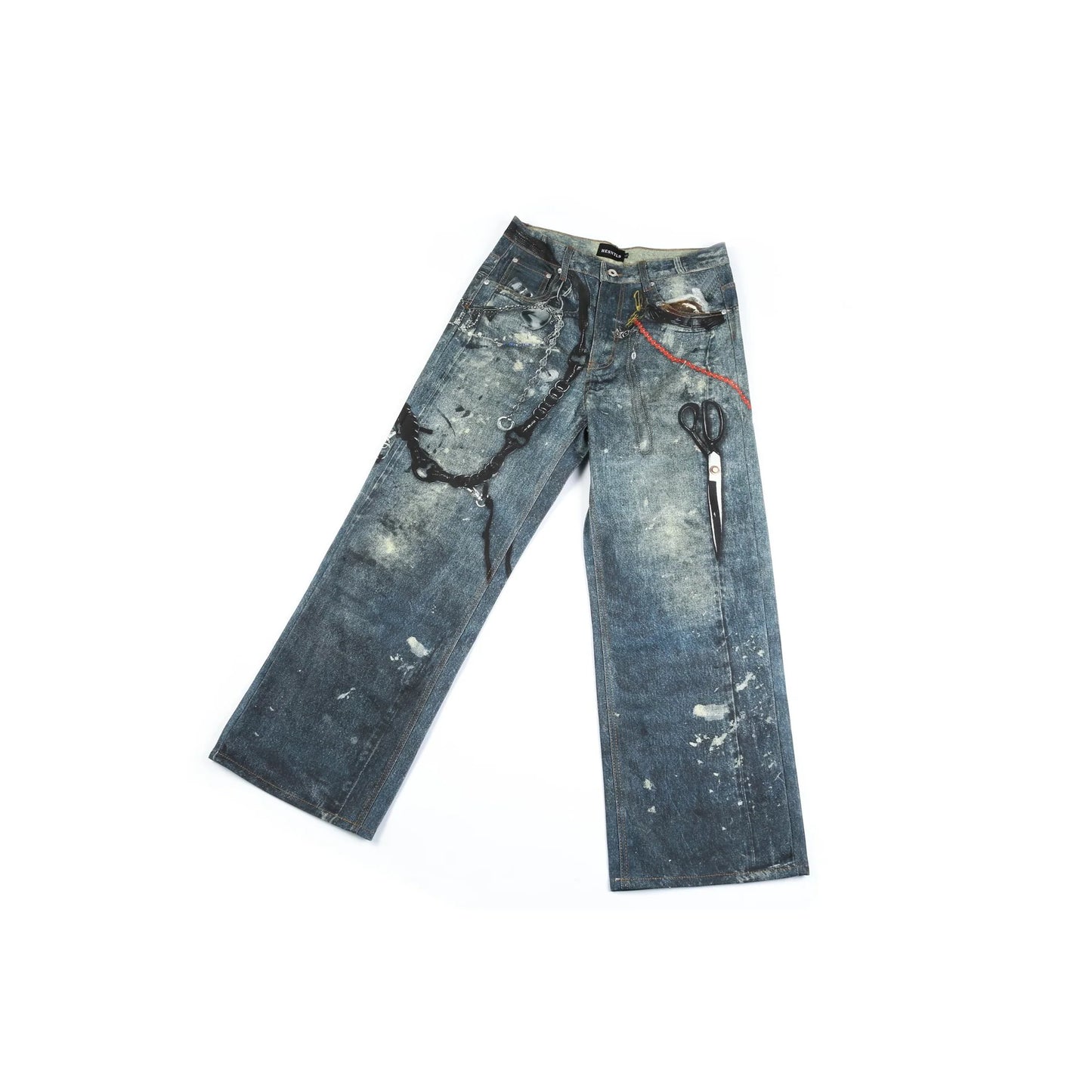 HESNTLS Baggy Fit Jeans - Chains