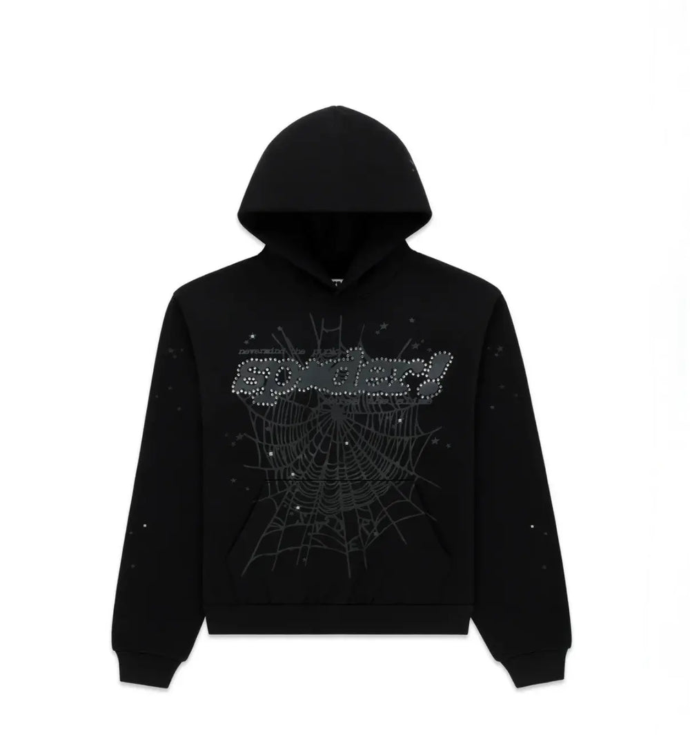 Sp5der Rhinestone Punk V2 Hoodie 'Black'