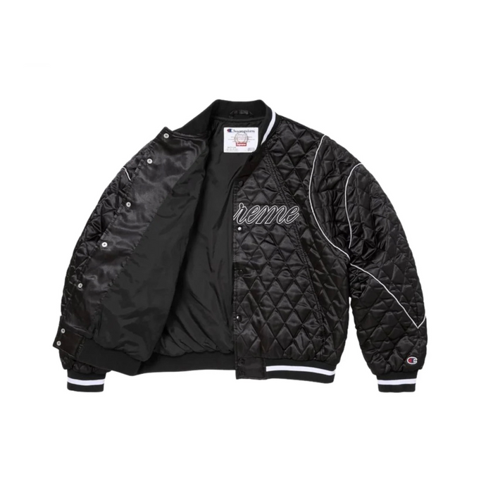 Supreme x Champion Quilted Satin Varsity Jacket ‘Black’