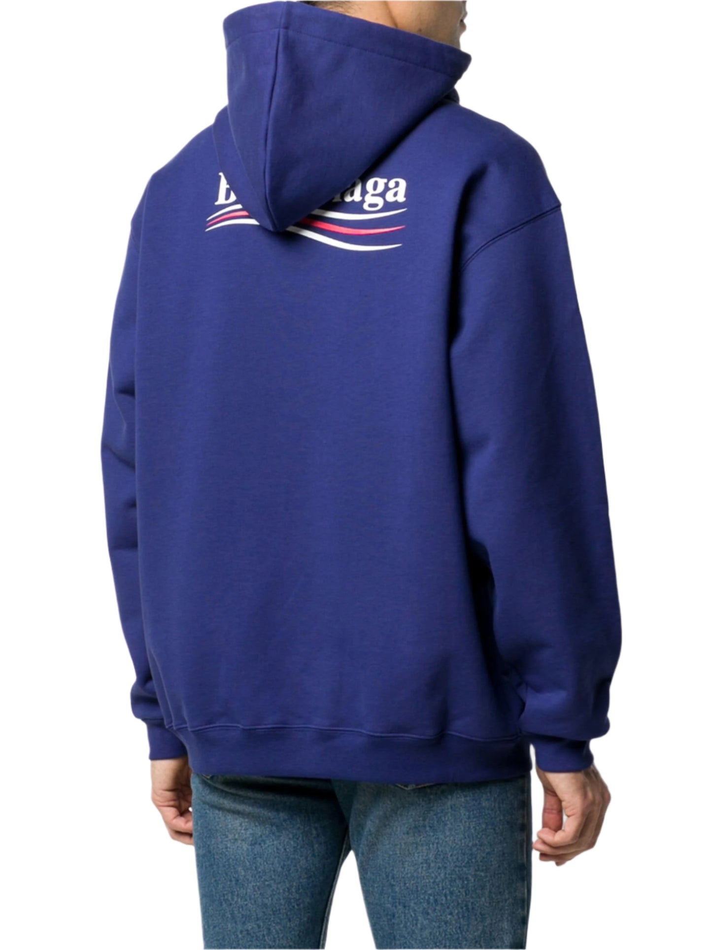 Balenciaga Blue Political Logo Print Hoodie