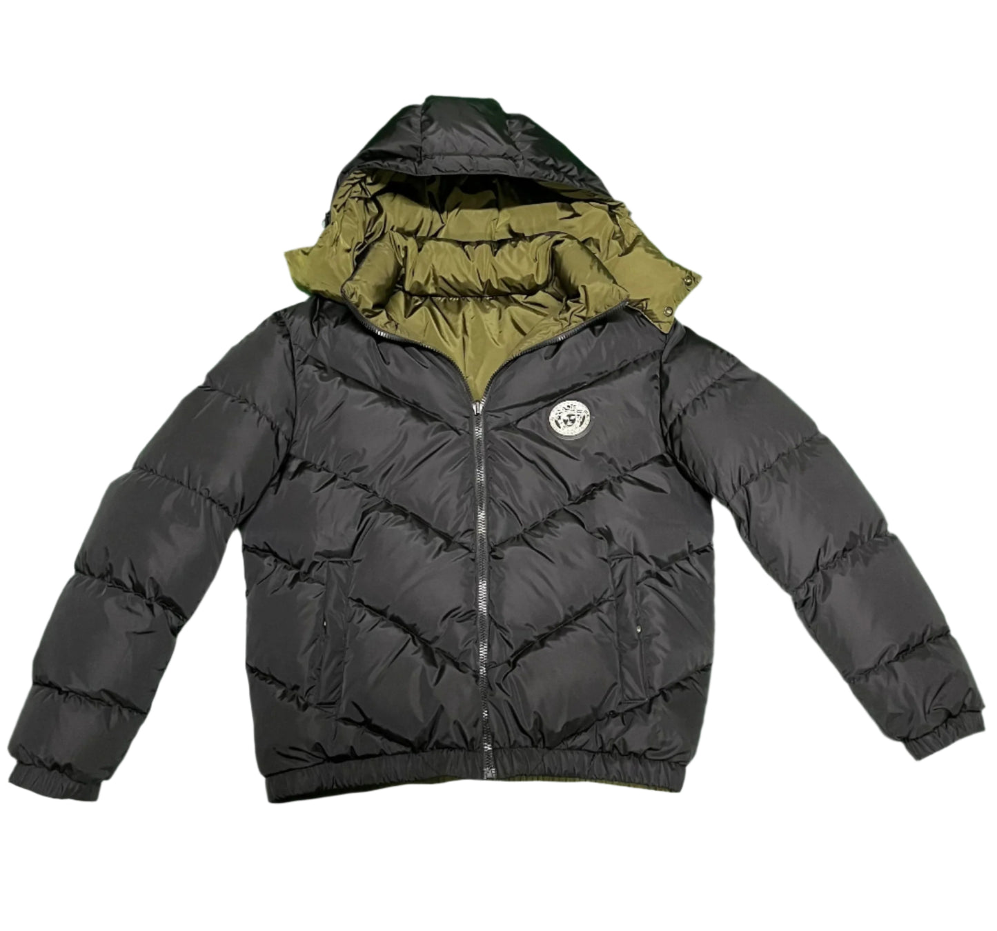 Versace Downjacket/Vestreversible Technical Fabric Black+Khaki