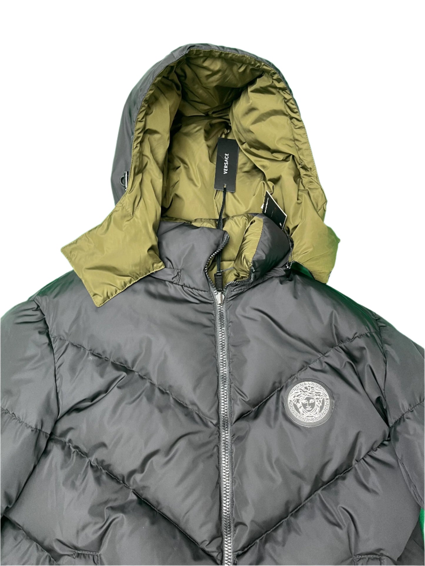 Versace Downjacket/Vestreversible Technical Fabric Black+Khaki