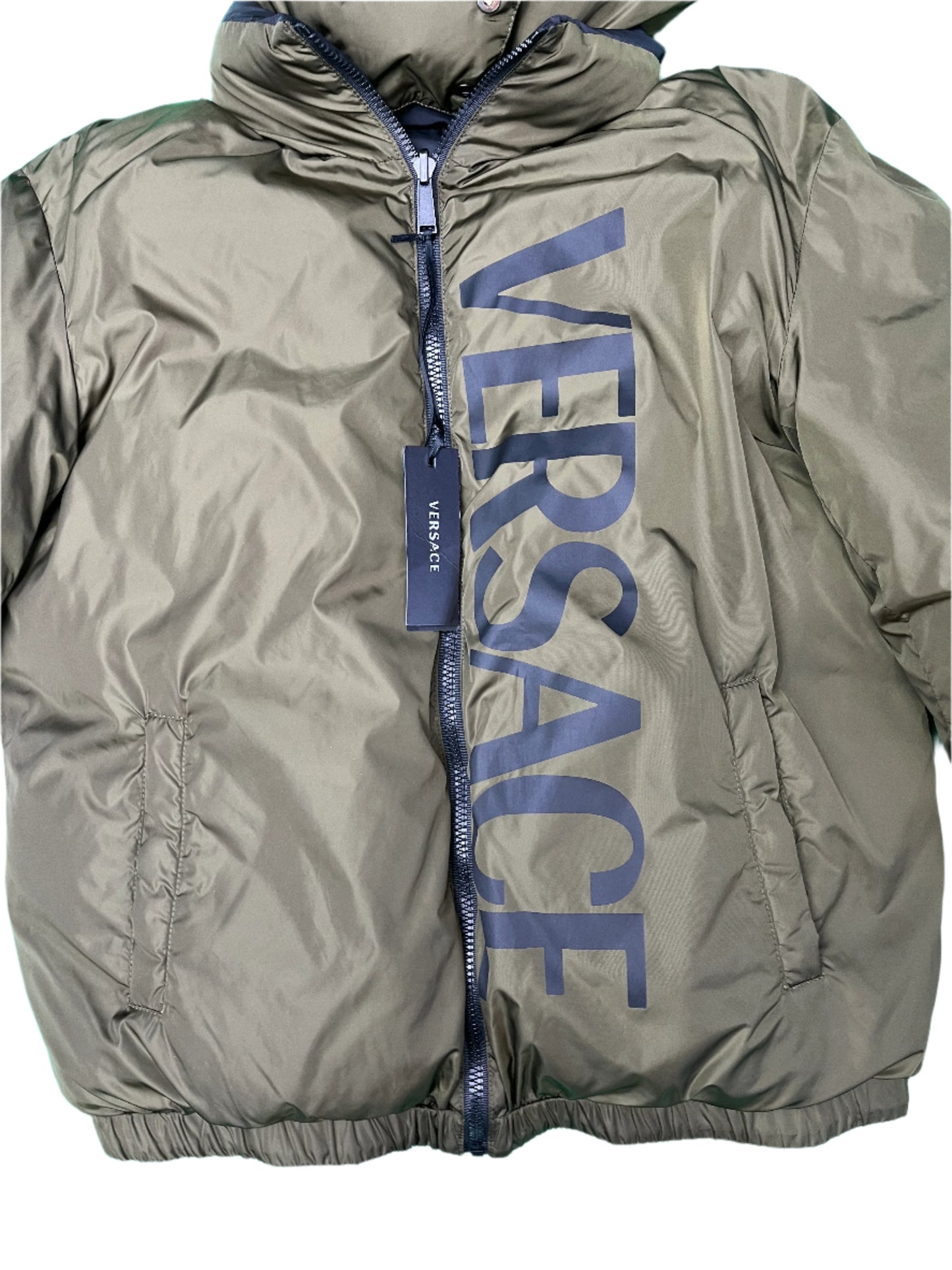 Versace Downjacket/Vestreversible Technical Fabric Black+Khaki