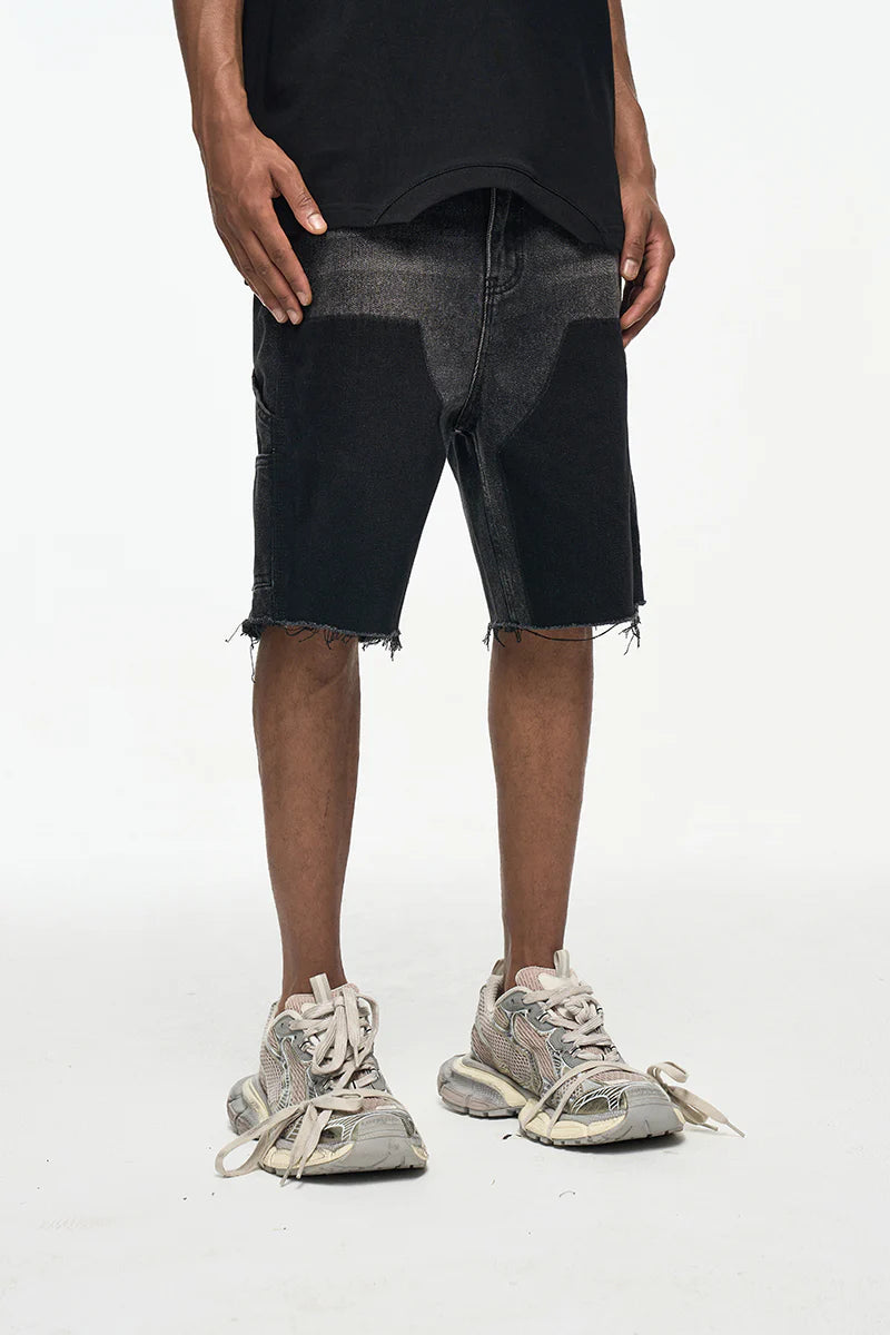 HESNTLS Denim Shorts - Patch work black