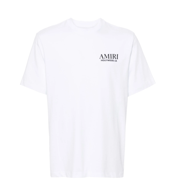 Amiri Hollywood Bones Stacked Logo T-Shirt 'White'