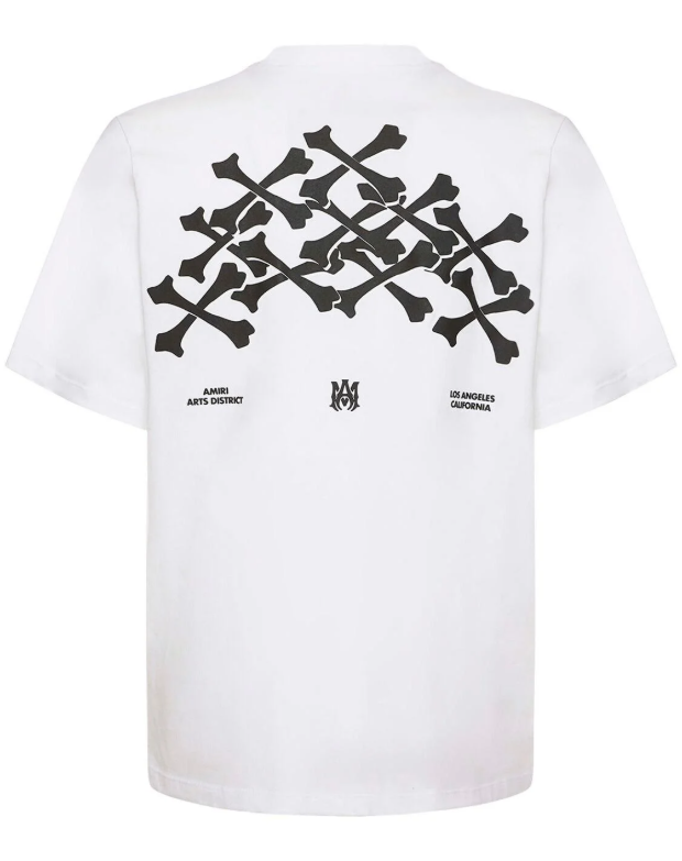 Amiri Hollywood Bones Stacked Logo T-Shirt 'White'