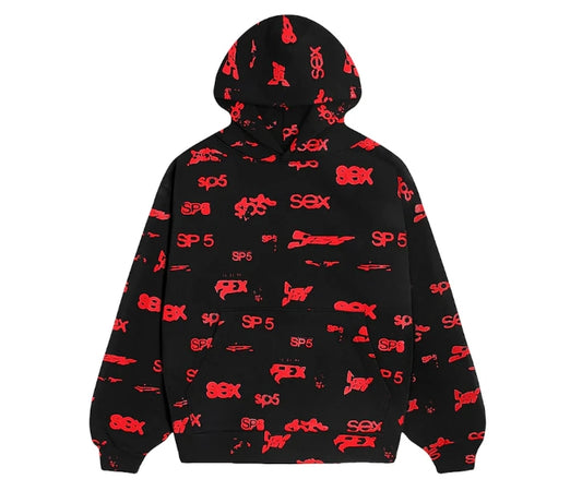 Sp5der Sex AOP Hoodie 'Black'