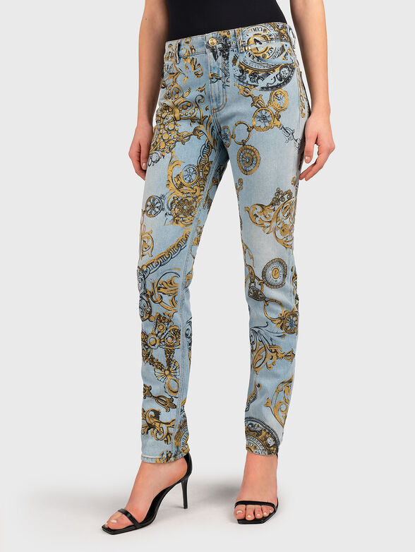 VERSACE JEANS COUTURE Slim jeans with a baroque print