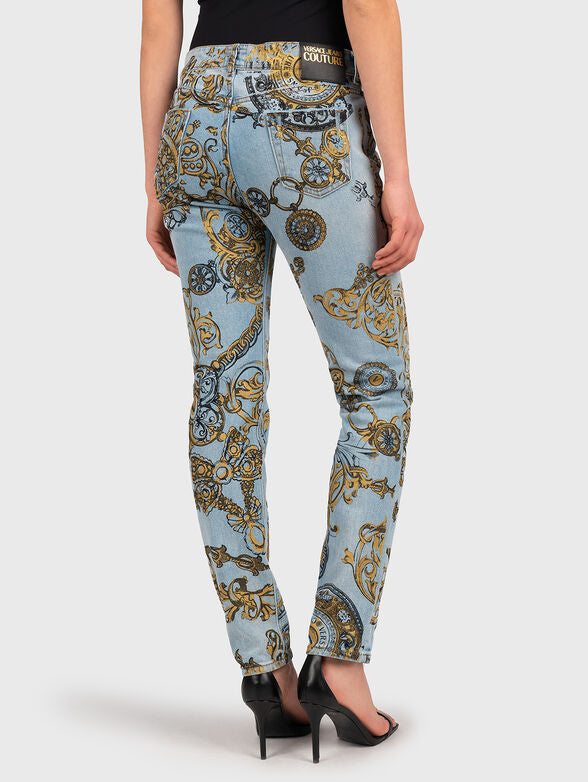 VERSACE JEANS COUTURE Slim jeans with a baroque print