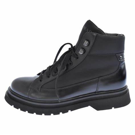 Prada Black Leather And Nylon Booties