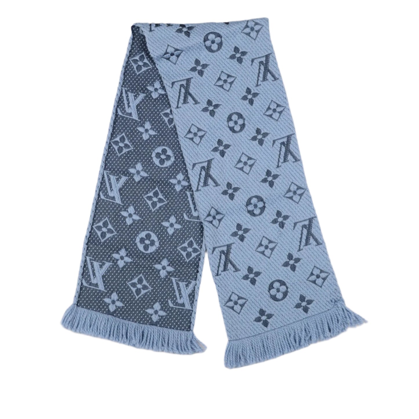 Louis Vuitton Wool Silk Logomania Scarf 'Blue'