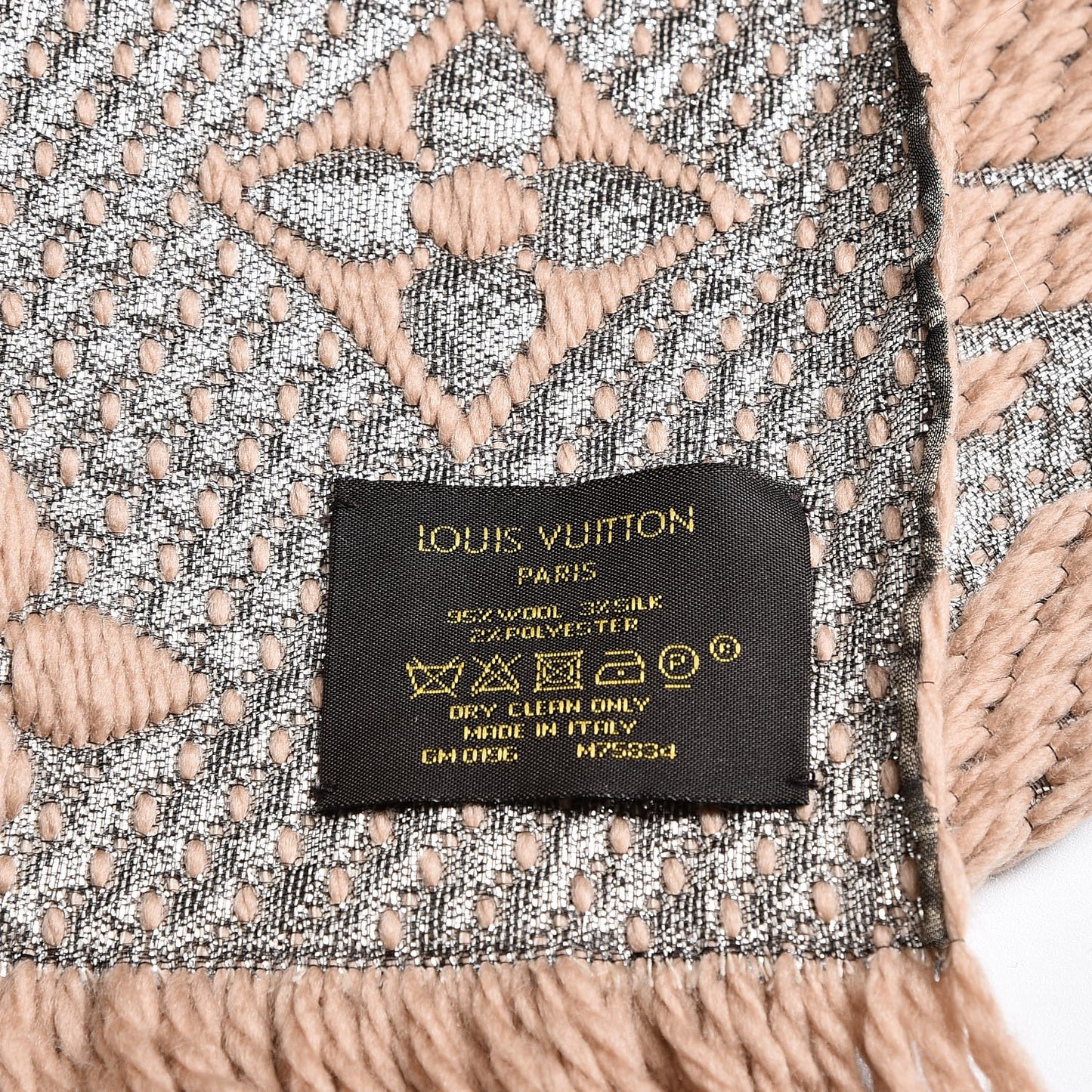 Louis Vuitton wool silk Logomania Shine Scarf Beige