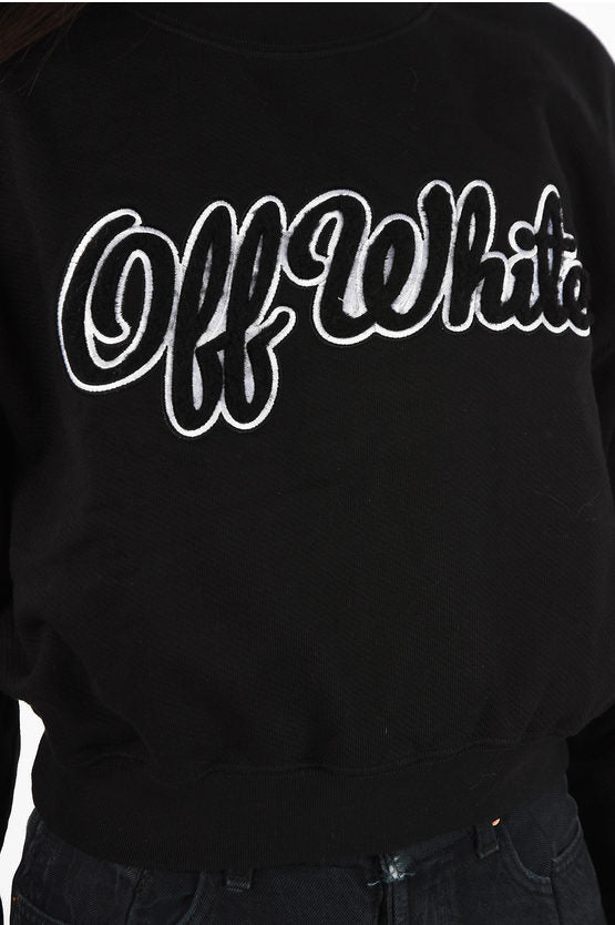Off-White Shearling Embroidered Crewneck Sweatshirt – Black