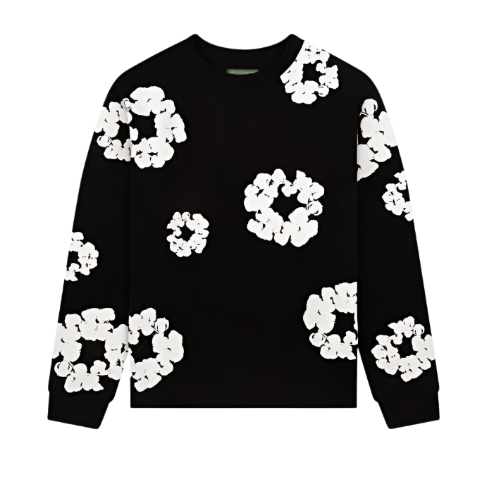 Denim Tears Long Sleeve Cotton Wreath Sweatshirt ‘Black’