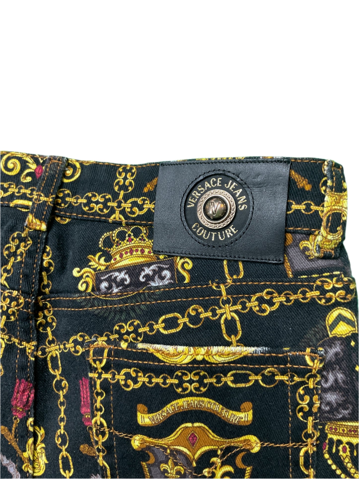 Jeans couture denim jeans black and gold