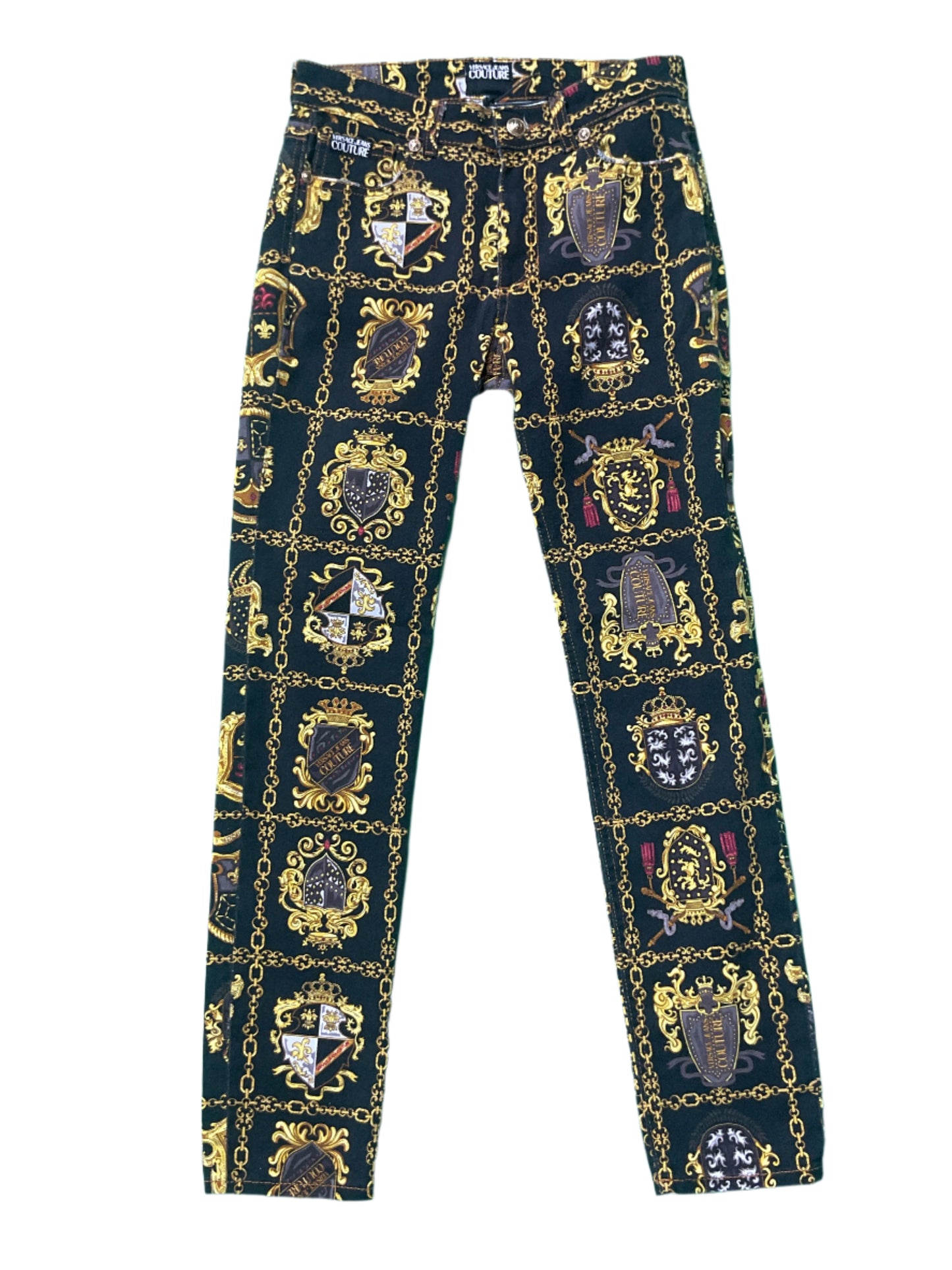 Jeans couture denim jeans black and gold