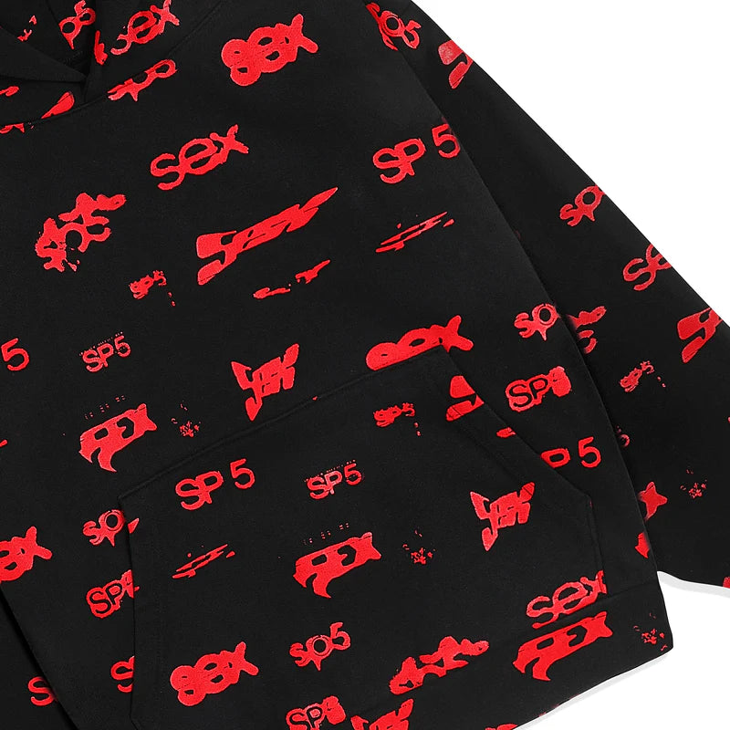 Sp5der Sex AOP Hoodie 'Black'
