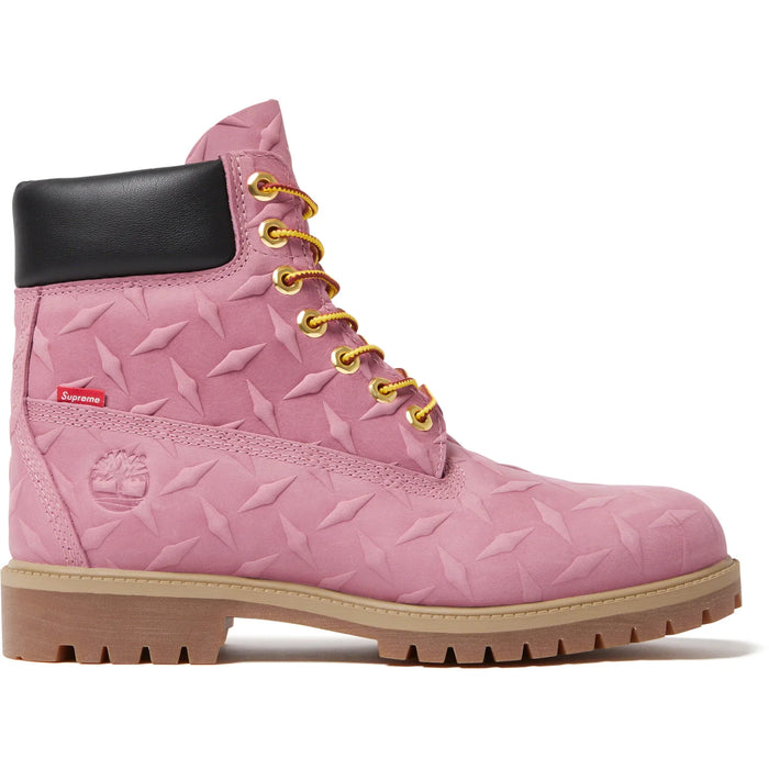 Supreme x Timberland 6 Inch Premium Waterproof Boot Embossed Diamond Plate ‘Pink’