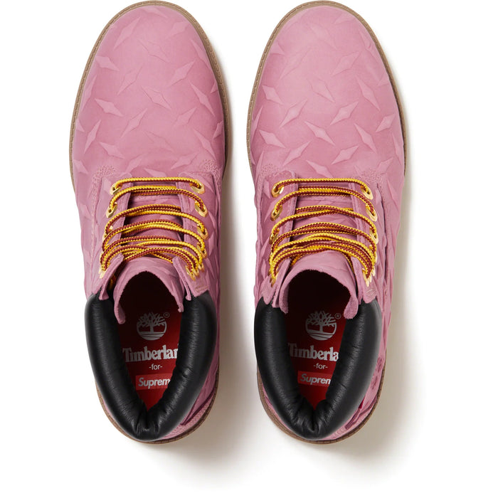 Supreme x Timberland 6 Inch Premium Waterproof Boot Embossed Diamond Plate ‘Pink’