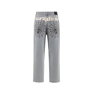Ed Hardy Black Widow Baggy Denim Trousers Jeans 'Bleached'
