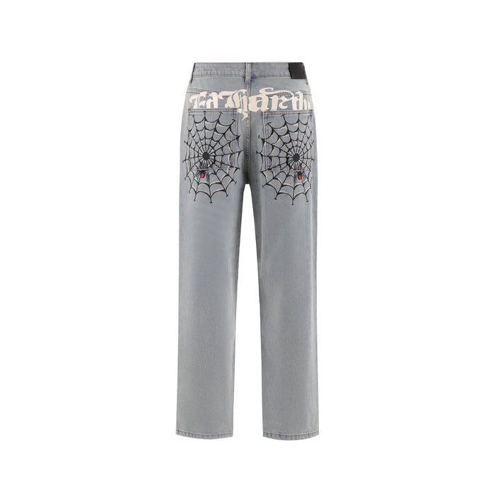 Ed Hardy Black Widow Baggy Denim Trousers Jeans 'Bleach'