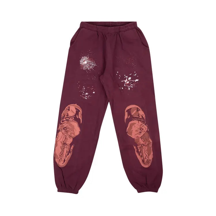 Sp5der Nocturnal Highway Sweatpant 'Burgundy'
