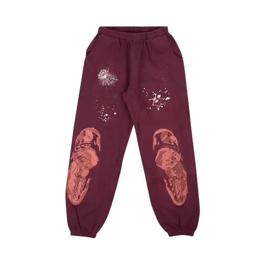 Sp5der Nocturnal Highway Sweatpant 'Burgundy'