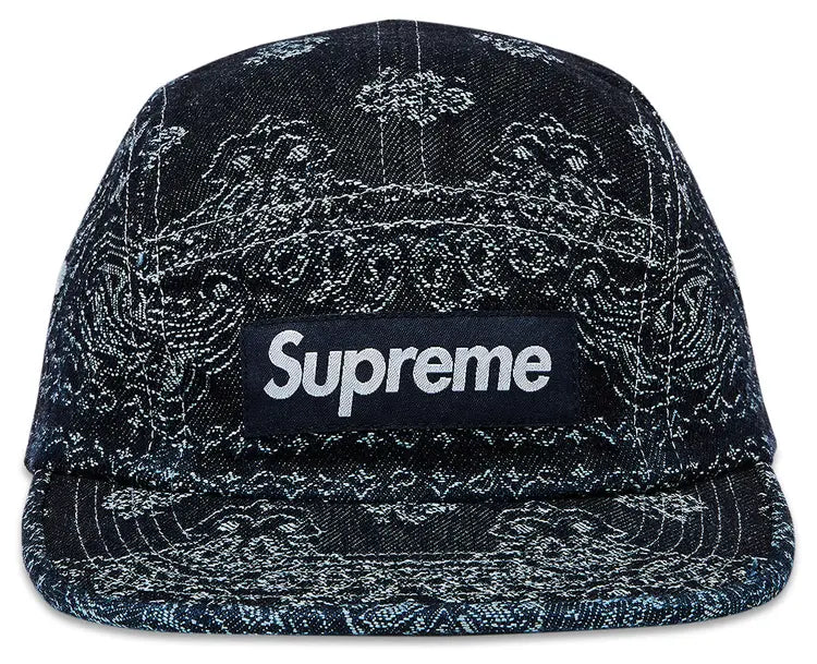 Supreme Bandana Jacquard Denim Camp Cap 'Indigo'