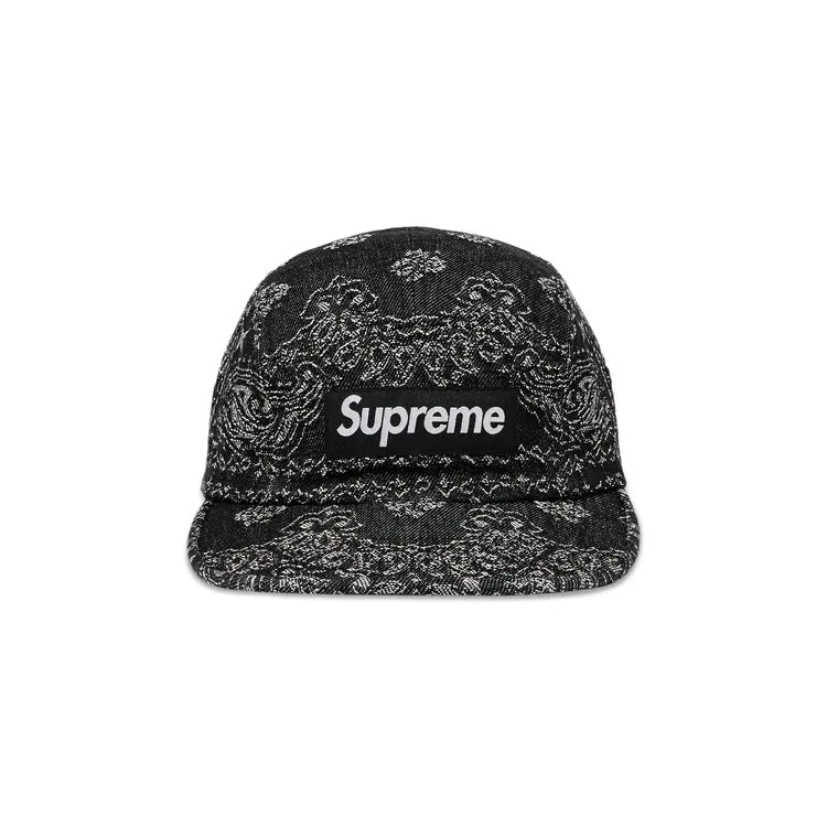 Supreme Bandana Jacquard Denim Camp Cap 'Black'